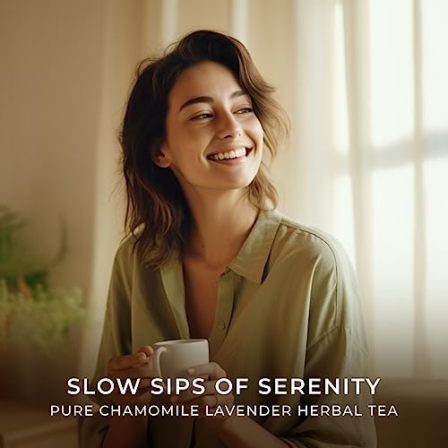 GYA TEA CO PURE CHAMOMILE LAVENDER HERBAL LOOSE LEAF TEA – NATURAL DECAF FLOWER TEA WITH 0 CALORIES FOR CALMING & RELAXING – 5.29 OZ – 70 CUPS