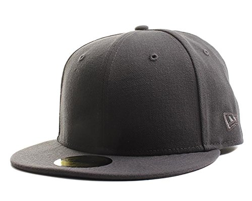 New Era Plain Tonal 59Fifty Fitted Hat (Graphite) Men's Blank Cap