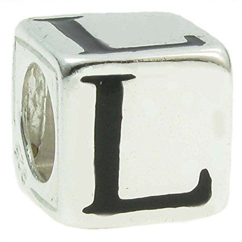 Queenberry Sterling Silver Dice Cube Letter ''L'' Bead Charm for Pandora Troll Biagi Chamilia