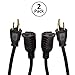 Digital Energy 3 Prong 25 Foot Long Indoor Outdoor Extension Cords 2 Pack, Black Heavy Duty Grounded Power Cords 13 AMP 125V 1625 WATTS, UL Listed