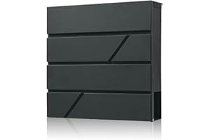 Ydocabinit Mailbox Wall Mount,Large Capacity Locking Mailbox for Outside,Galvanized Steel Cover and Rust-Proof Metal Post Box with Newspaper Holder,14.6"x14.6"x4.3" Grey,MD025G