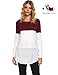 Sherosa Women's Casual Wear Striped Tops Crew Neck Back Lace Shirts (Wine Red,XL) …
