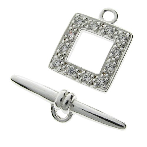 1 set 925 Sterling Silver Crystal Cz Bead Toggle Clasp 12mm/Findings/Bright