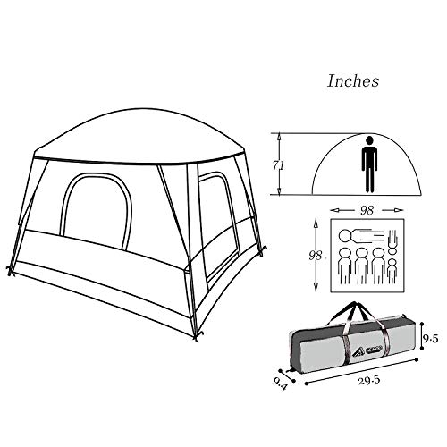 SEMOO Waterproof 4-5 Person 2 Doors 3 Season Family Cabin Tent for Camping with Carry Bag, 2000mm