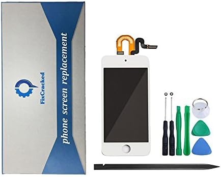 FixCracked for iPod Touch (5th Gen) Display Assembly,White iPod Touch 5 LCD Screen Replacement Front Glass Digitizer + LCD Full Assembly + Home Button + 7 Piece Tool Kit+Step by Step Instruction