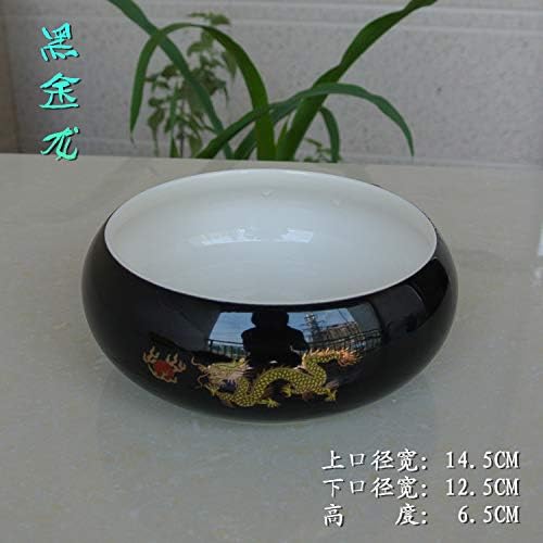GBCJ Tea Sets Tea wash Large Ceramic Special Pen Water, Kungfu Blue and White Accessories, Tea Ceremony Accessories Cup, Cup, Cup, Bowl, Ru kiln, Purple Sand,Tea wash - Black Gold Dragon