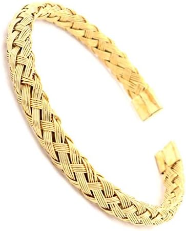 Women’s Stainless Steel Bangle Bracelet Handmade Cuff Bangle Bracelet by LANCHELA,Gold/Silver/Rose Gold,Expandable