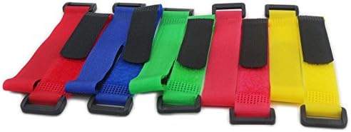 Grapelet 20pcs 8 Inch Adjustable Hook and Loop Strap Cable Ties Organizer Fastener with Plastic buckle 200 mm x 20 mm