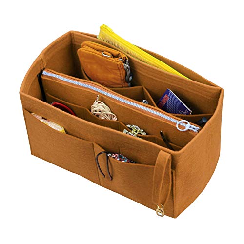 [Fits Speedy 35, Light Coffee] Felt Organizer (with Detachable Middle Zipper Bag), Bag in Bag, Wool Purse Insert, Customized Tote Organize, Cosmetic Makeup Diaper Handbag - Thumbnail 3