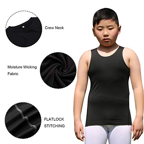 Youth Boys' Compression Vest Athletic Sleeveless Undershirt Cool Dry Tank Top - Thumbnail 3