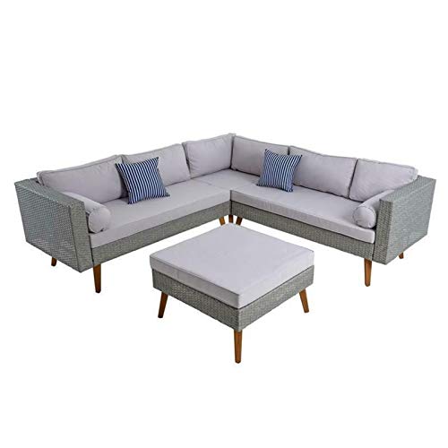 GXK Gartenmöbel Set Eck-Sitzgruppe Lounge Essgruppe Rattan Möbel Grau-Mix – Bild 3