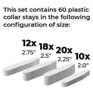 60 Plastic Collar Stays Variety Pack, 4 Sizes - //coolthings.us