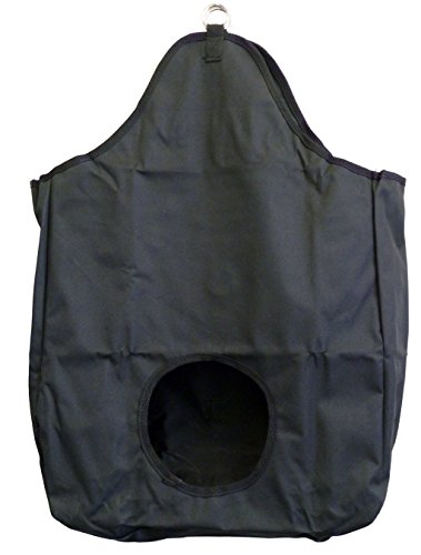 Horse Hay Feed Bag Solid Panel With Metal Rings Canvas Nylon Black