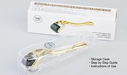 Skin Care Tool 540 Titanium Micro Pins 0.50 mm Facial Roller Dermaroller 540 Derma Roller 0.5 mm with Storage Case Step by Step Guide