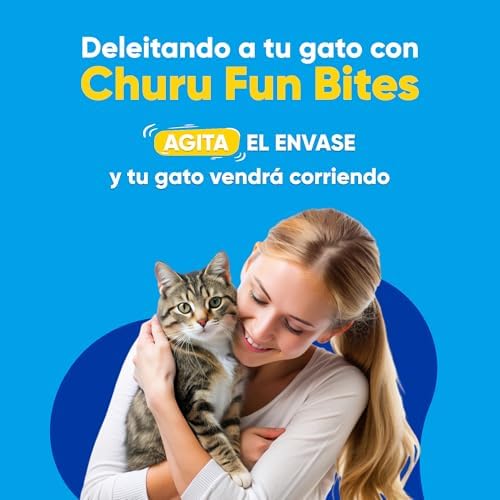 Churu Fun Bites Snack para gatos, Chicken Bites com Coração de Atum – 8 Pacotes de 12 g – Macios e cremosos – Comida para gatos sem conservantes ou corantes artificiais, sem cereais