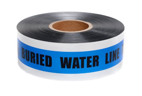 Presco D3105B52-658 1000' Length x 3" Width, Blue with Black Ink Detectable Underground Warning Tape, Legend "Caution Buried Water Line Below" (Pack of 8)