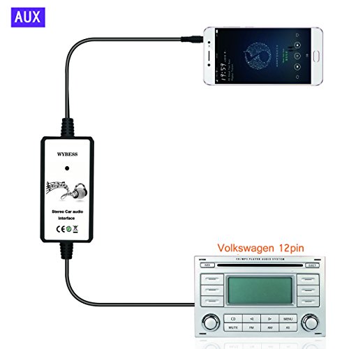 Wyness Car CD Audio Aux Adapter Digital Music Cd Changer 3.5mm Interface for VW 12Pin Jetta Beetle Passat GTI Golf Touareg Tiguan EOS Polo Touran R32 Fox, Skoda Octavia SuperB, Seat Leon - Thumbnail 2