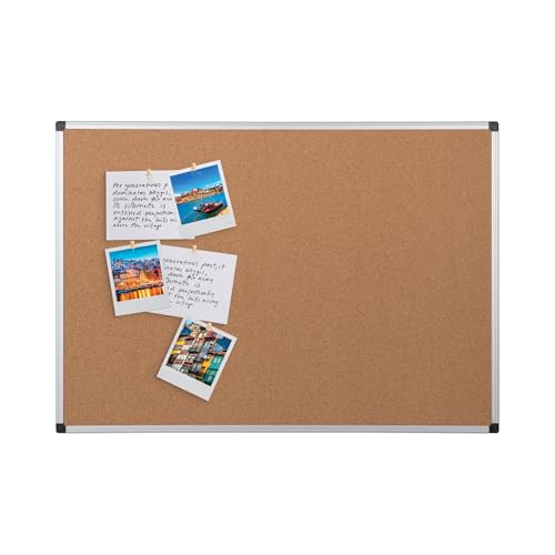 Bi-Office 600 x 900mm Aluminium Frame Cork Board, Brown