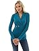 PattyBoutik Women's Shawl Collar Pleated Detail Blouse (Teal M)