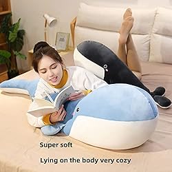 CHDGIOHA Large Blue Whale Plush Toy, Super Soft