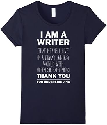 Women's I Am a Writer - Funny Author T-Shirt Gift Tee Large Navy