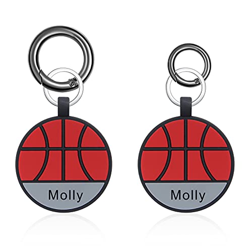 Wamantic Personalized Engraved Pet ID Tags Customized Silicone Dog ID Tags Engraved Double Sided and Engraving Will Last Silica Gel Pet ID Tags, Dog Tags, Cat Tags (Basketball)
