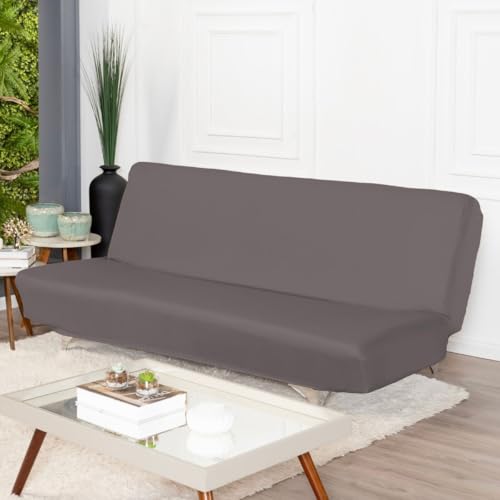 Capa De Sofá 3 Lugares Sem Apoio De Braço Fundas De Futon Elástica Em Malha Gel 1,80m a 2,00m (Cinza)