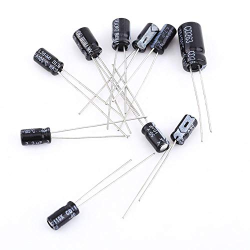 Electrolytic Radial Capacitors, 125 Pcs 1uF~2200uF 25 Values Electrolytic Capacitors Circuit Parts Assortment Kit Set