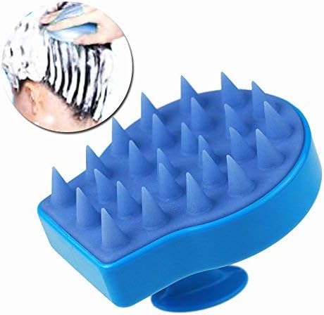 Silicone Shampoo Shower Comb Scalp Massage Brush Cleaning Scrub Hair Brush Color Blue