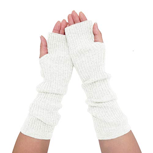 State Cashmere Women's 100% Cashmere Knit Long Fingerless Arm Warmers Mitten Gloves 13"