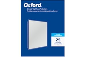 Oxford Sheet Protectors, 25-Pack, Letter Size 8.5" x 11", Clear Top-Loading Sleeves for Paper with Tuck-in Flap, 3-Hole Page 