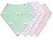 REVERSIBLE & WATERPROOF Cotton Baby Bandana Drool Bibs for Girls with Adjustable Snaps, Pack of 4, Soft Absorbent Cute Modern Premium Bib Set for Teething Drooling (Pink)