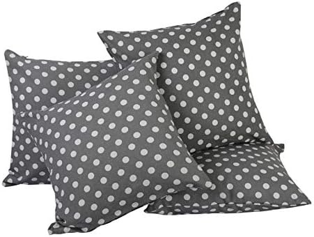 Mayfleurs Cotton 4-Piece Cushion Cover - 16" x 16" - Grey