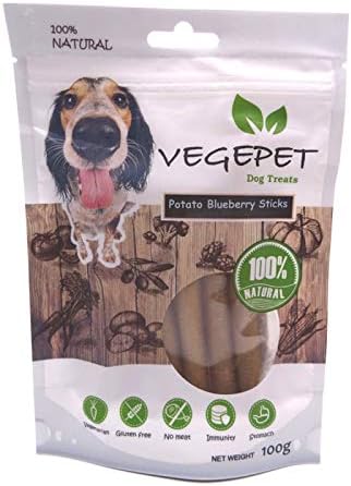 VEGEPET - All Natural Vegetarian Treats for Dogs Healthy Snacks, Potato Blueberry Sticks, 340g