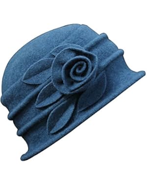 Winter Lady Wool Vintage Flower Church Hat