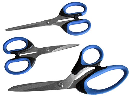 3 Piece Scissor Set - Small, Medium and Large, All Purpose for Office, Home, School & Workshop, Great for Arts and Crafts, Scrap booking, Sewing, Embroidery and More!
