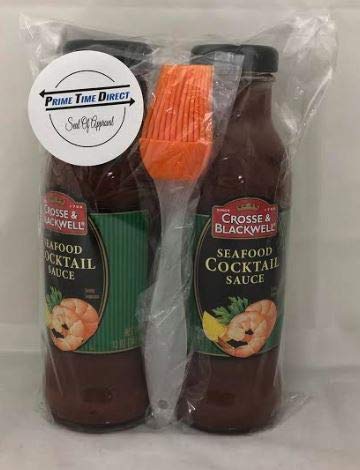 Crosse & Blackwell Seafood Cocktail Sauce, 12 oz (Pack of 2) with Silicone Basting Brush in a Prime Time Direct Sealed Bag