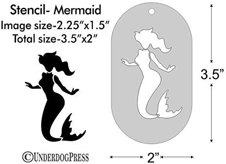 Stencil- Mermaid, 2.25x1.5 Inch Image on 3.5x2 Border, Size 1