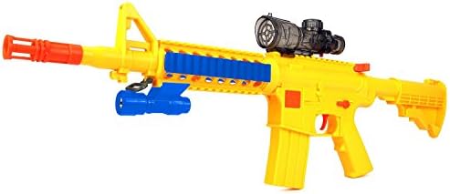 ToysMax YK Deluxe M16+ Spring Powered Toy Foam Dart &amp; Water Polymer Ball Shooting Gun w/ 10 Suction Darts, Clear Balls, Practice Targets, Safety Glasses