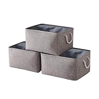 pulnimus Fabric Storage Baskets [3-Pack] Dog Toy Baskets, Decorative Baskets with Handles,Collapsible Baskets for Organizing, Storage Baskets for Shelves, Toys, Clothes, Office (Grey)