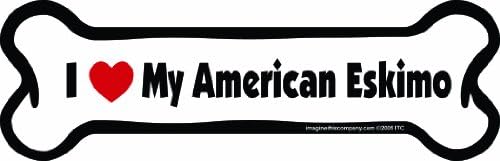 Bone Car Magnet, I Love My American Eskimo, 2-Inch by 7-Inch