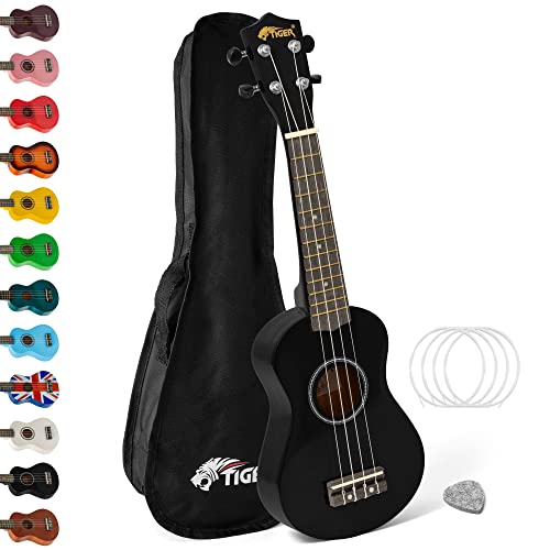 Tiger Uke7-Bk Ukulélé Avec Housse - Pour Débutants - Noir