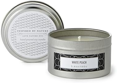 LOVE NATURE NYC Natural Soy Wax Candle Tin, White Peach Scented, Special Edition, Clean Burning Non-Toxic, Men and Women, 25-30 Hours
