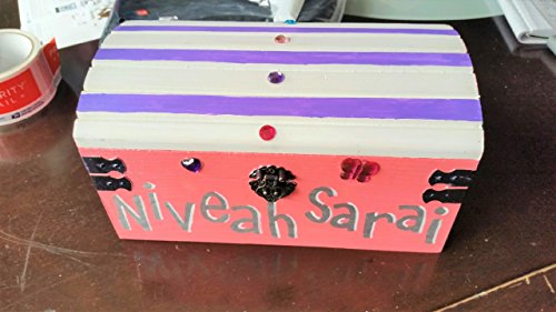 Personalized Painted Wooden Princess Jewel Sparkly Treasure Toy Chest Keepsake Box- 9 inch x 5 inch x 5 inch Medium Sized with Latch and Custom Color Choices - Thumbnail 5