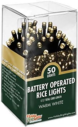 Holiday Bright Lights 50 Warm White Battery Operated Light Rice Set