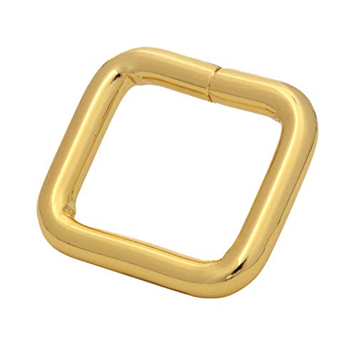 BIKICOCO Metal Rectangle Ring Buckles Square Strap Webbing Belt Rings for Bag Purse Non Welded 0.6 x 0.5 Inch, Gold, Pack of 30