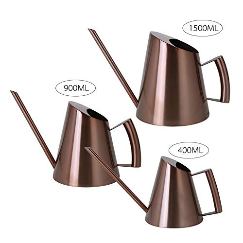 UHBGT Metal Watering Can, 13/30/50 OZ Indoor Watering Can Metal Watering Pot Outdoor Watering Can Stainless Steel Watering Can Indoor Long Spout Garden Watering Can for Plant Bonsai (Gold/Bronze)