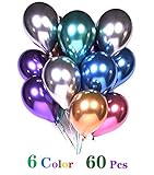 GEESEN Metallic Balloons Party Decoration,12inch 60 Pcs Latex Metallic Balloons Birthday Balloons Helium Shiny Balloons Party Decoration Compatible Wedding Birthday Baby Shower Christmas Party