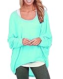 Yidarton Womens Summer Casual Shirts Oversized Baggy Off-Shoulder Long Sleeve Tops Green Large