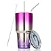 DYNAMIC SE 30oz Tumbler Double Wall Stainless Steel Vacuum Insulated Travel Mug with Splash-Proof Lid Metal Straw and Brush (Fuchsia and Purple, 30oz)